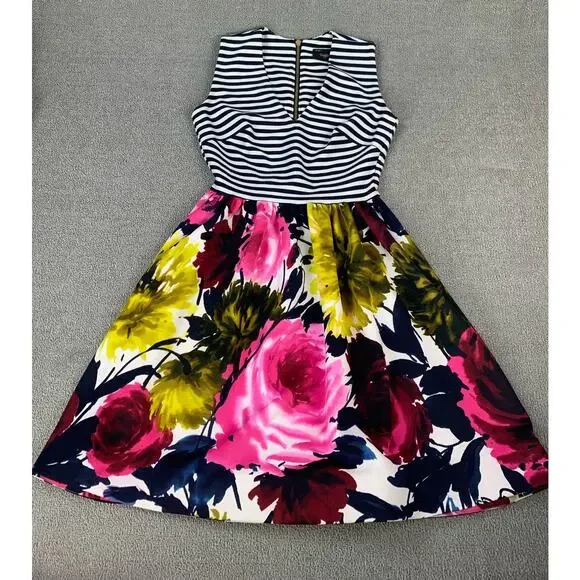 Just...Taylor Dresses | Just Taylor Mini Dress Mixed Print Fit To Flare Size 4 | Color: Blue/White | Size: 4 | Pm-07600362's Closet